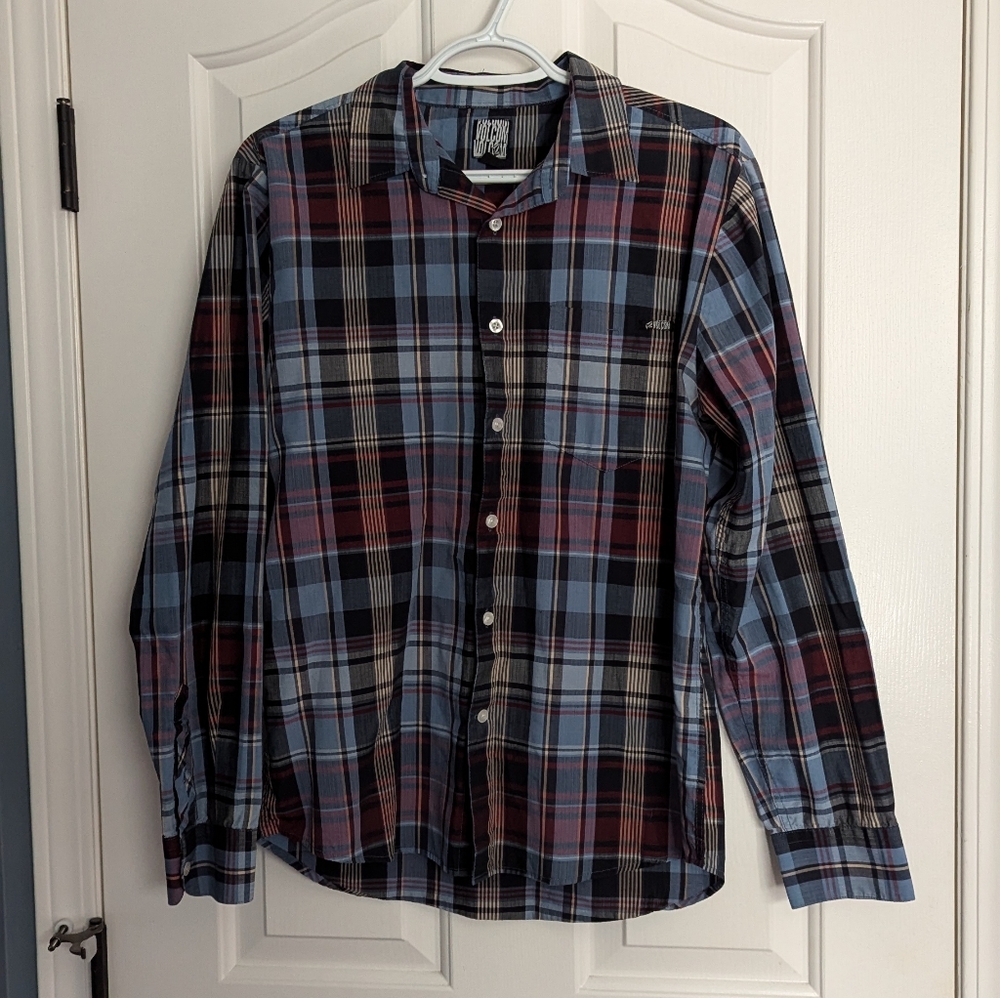 Volcom Plaid Button Up Long Sleeve Top Men's Small